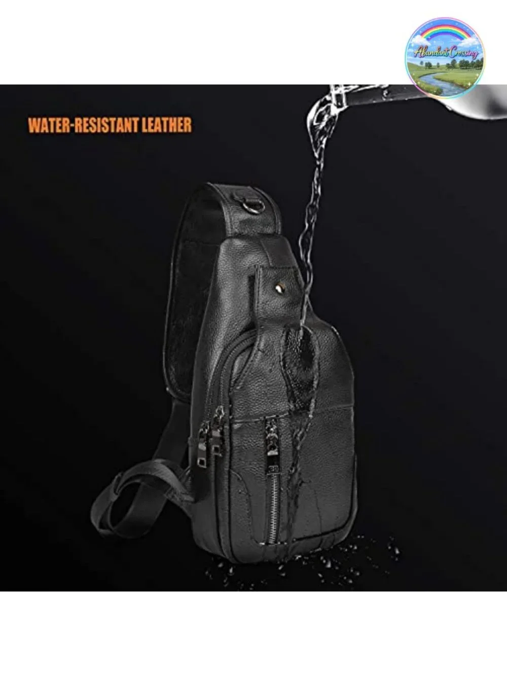 Genuine Leather Waterproof Crossbody Sling Chest Bag Daypack Men
